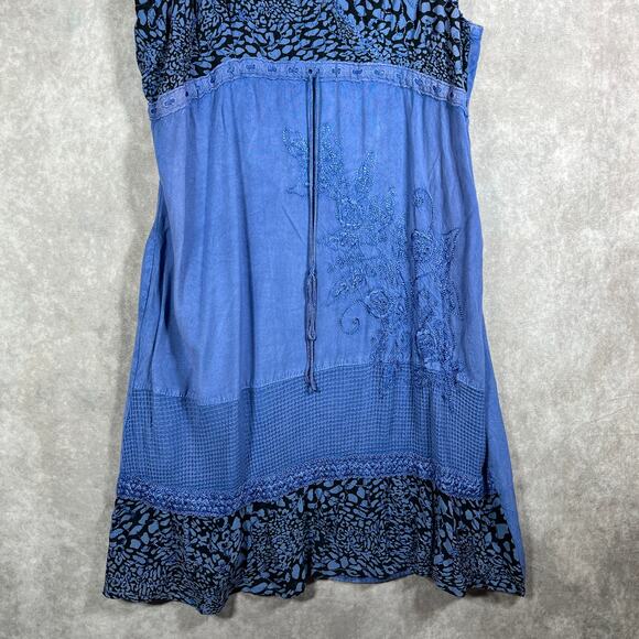 Raya Sun Dress Women Small Blue Floral Sleeveless V-Neck Casual Boho Fairy - Picture 3 of 11